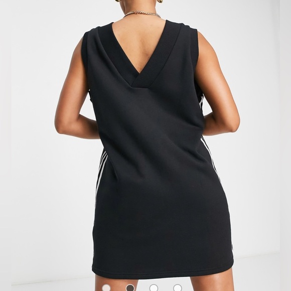 Adidas Original 3-Stripes Slip Shirt Dress Womens XS Black V Neck Sleeveless - Picture 2 of 6